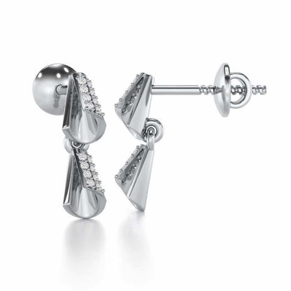 Delicate Diadem Silver Earrings - White Gold - Image 4