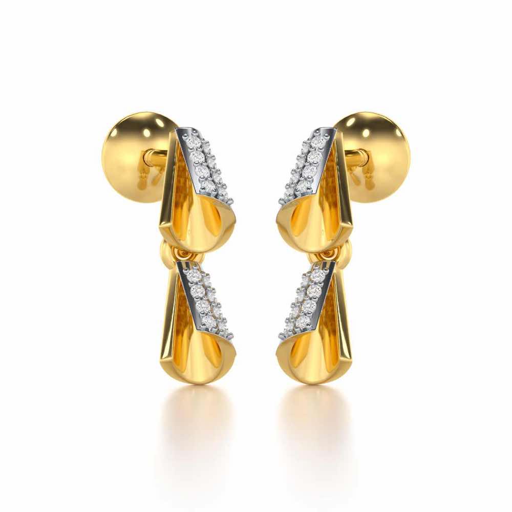 Delicate Diadem Silver Earrings - Yellow Gold - Image 2