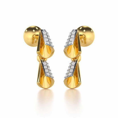 Delicate Diadem Silver Earrings - Yellow Gold - Image 2