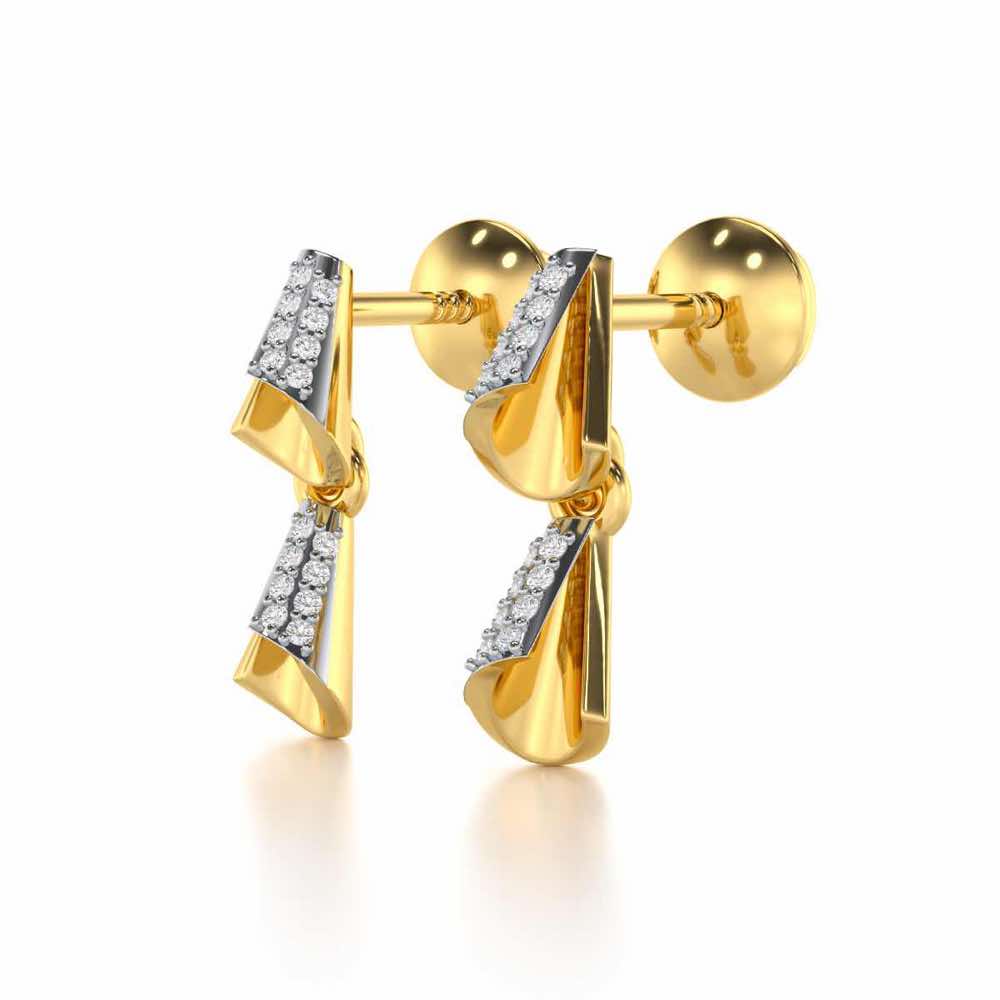 Delicate Diadem Silver Earrings - Yellow Gold - Image 3