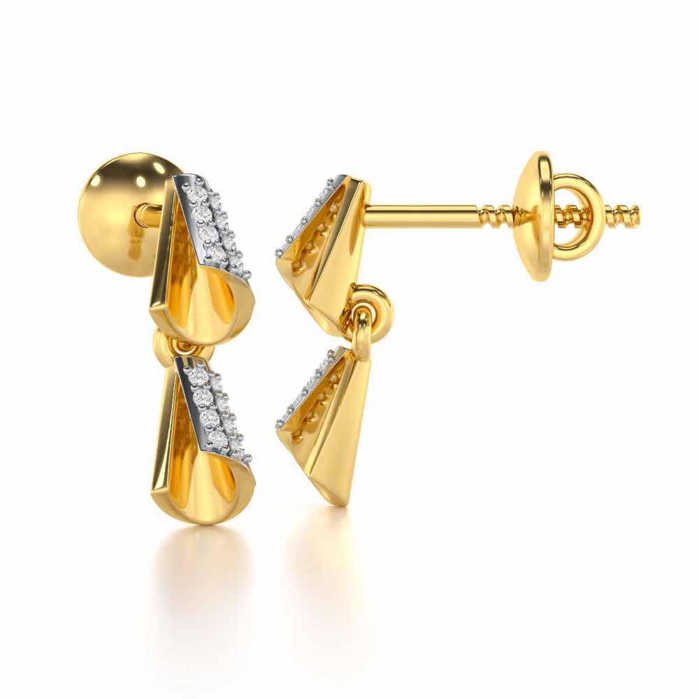 Delicate Diadem Silver Earrings - Yellow Gold - Image 4