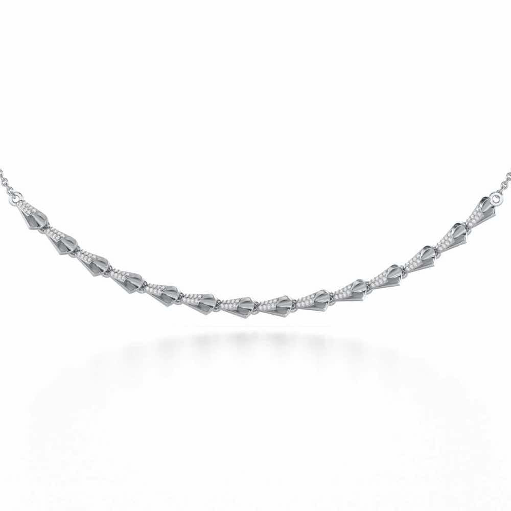 Delicate Diadem Silver Necklace - White Gold - Image 1