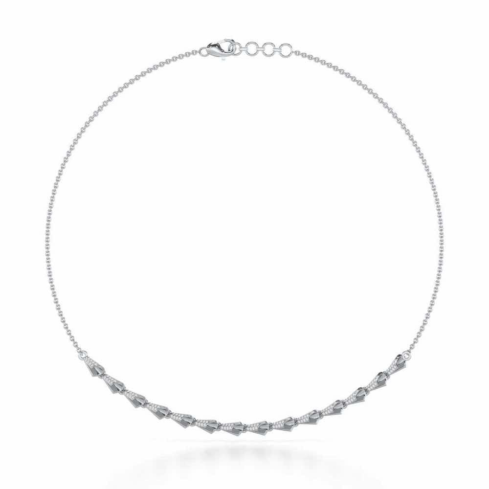 Delicate Diadem Silver Necklace - White Gold - Image 2