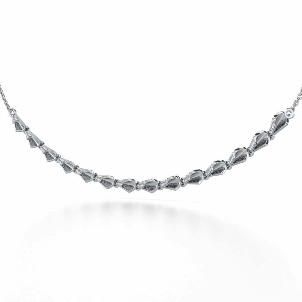 Delicate Diadem Silver Necklace - White Gold - Image 3