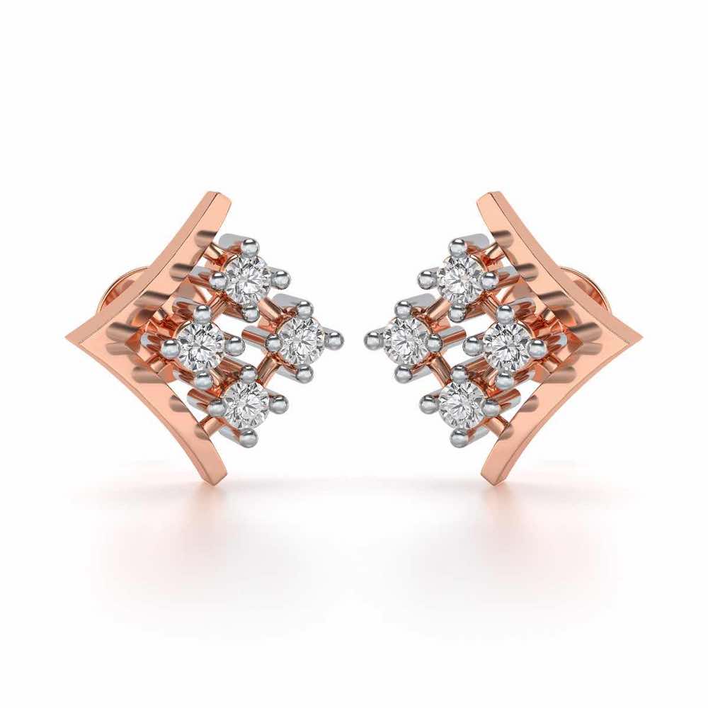 Delicate Pointer Silver Studs - Rose Gold - Image 1