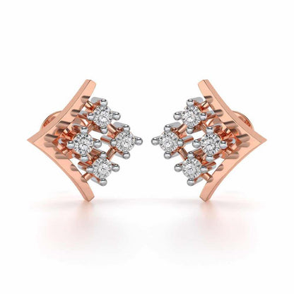 Delicate Pointer Silver Studs - Rose Gold - Image 1