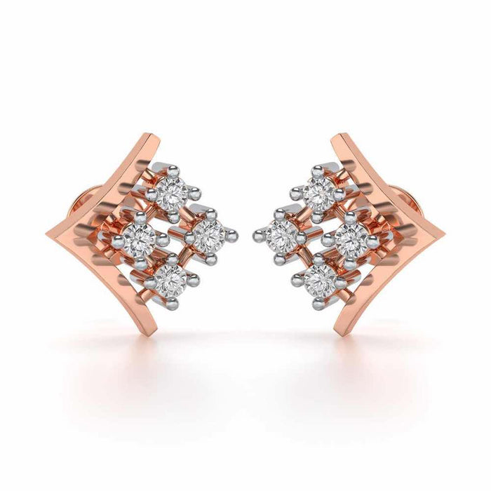 Delicate Pointer Silver Studs - Rose Gold - Image 1