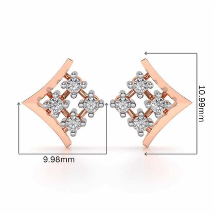 Delicate Pointer Silver Studs - Rose Gold - Image 2