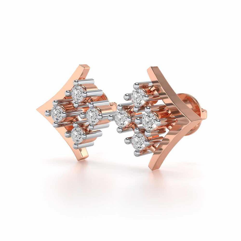 Delicate Pointer Silver Studs - Rose Gold - Image 3