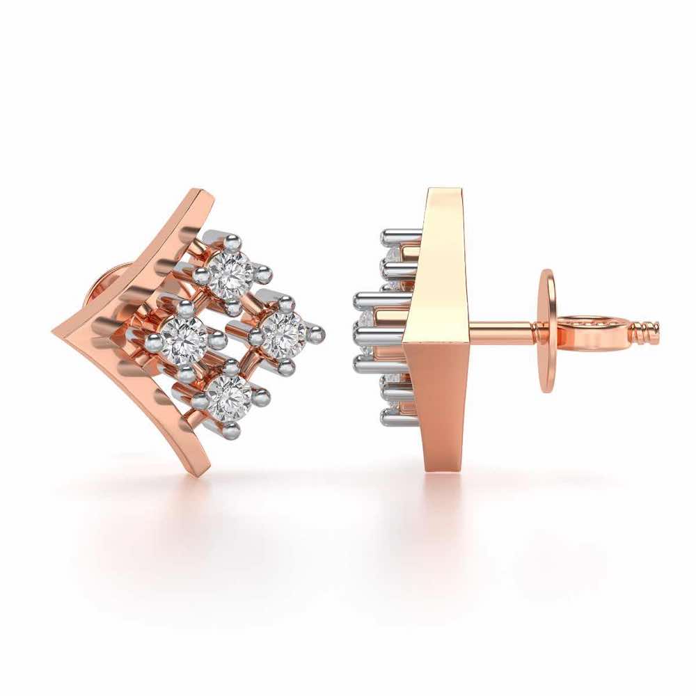 Delicate Pointer Silver Studs - Rose Gold - Image 4