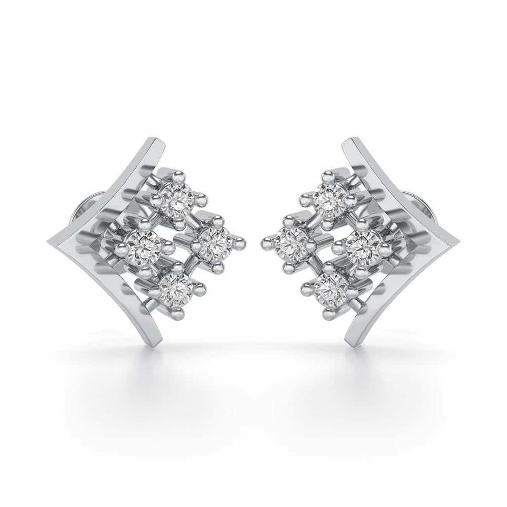 Delicate Pointer Silver Studs - White Gold - Image 1