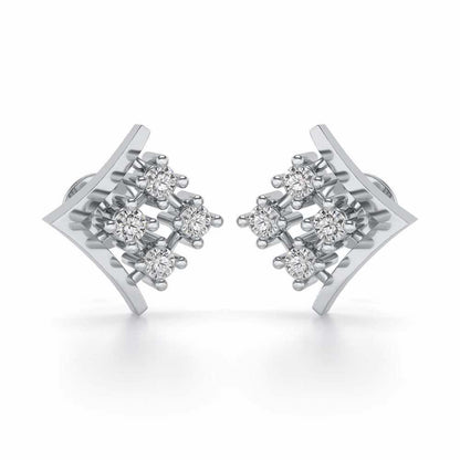 Delicate Pointer Silver Studs - White Gold - Image 1