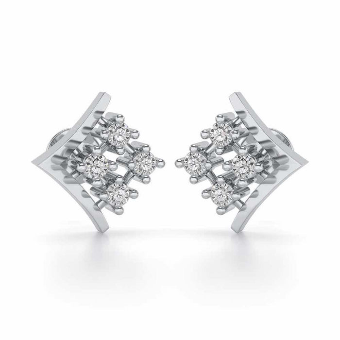 Delicate Pointer Silver Studs - White Gold - Image 1