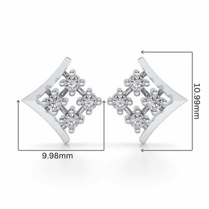 Delicate Pointer Silver Studs - White Gold - Image 2