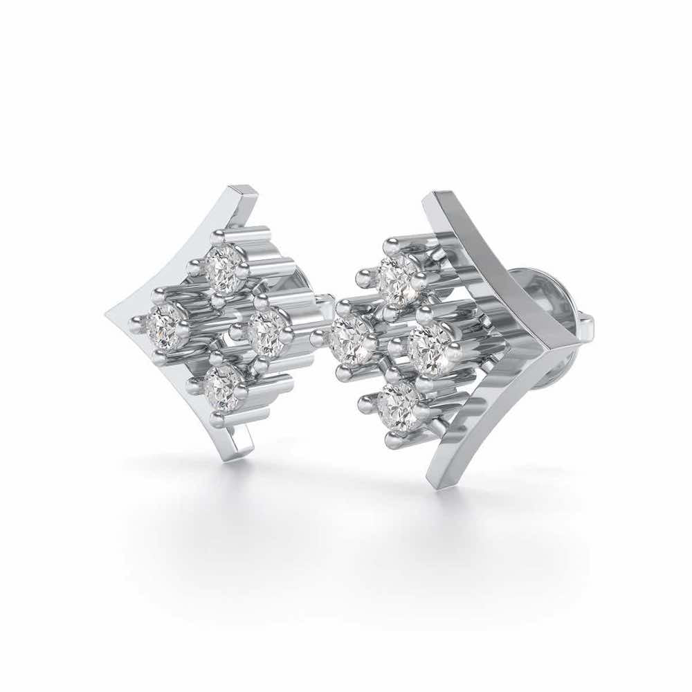 Delicate Pointer Silver Studs - White Gold - Image 3