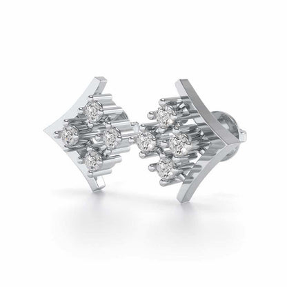 Delicate Pointer Silver Studs - White Gold - Image 3