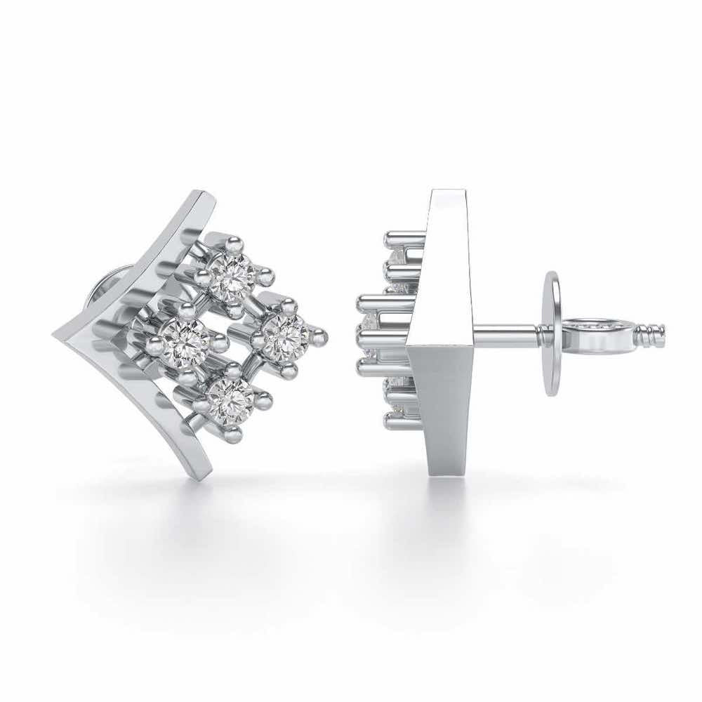 Delicate Pointer Silver Studs - White Gold - Image 4