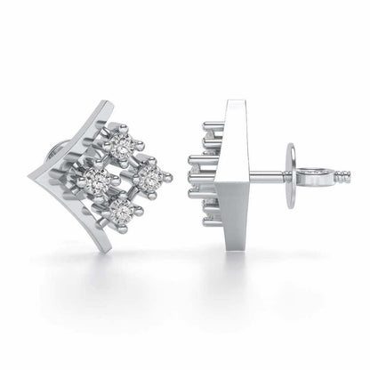 Delicate Pointer Silver Studs - White Gold - Image 4