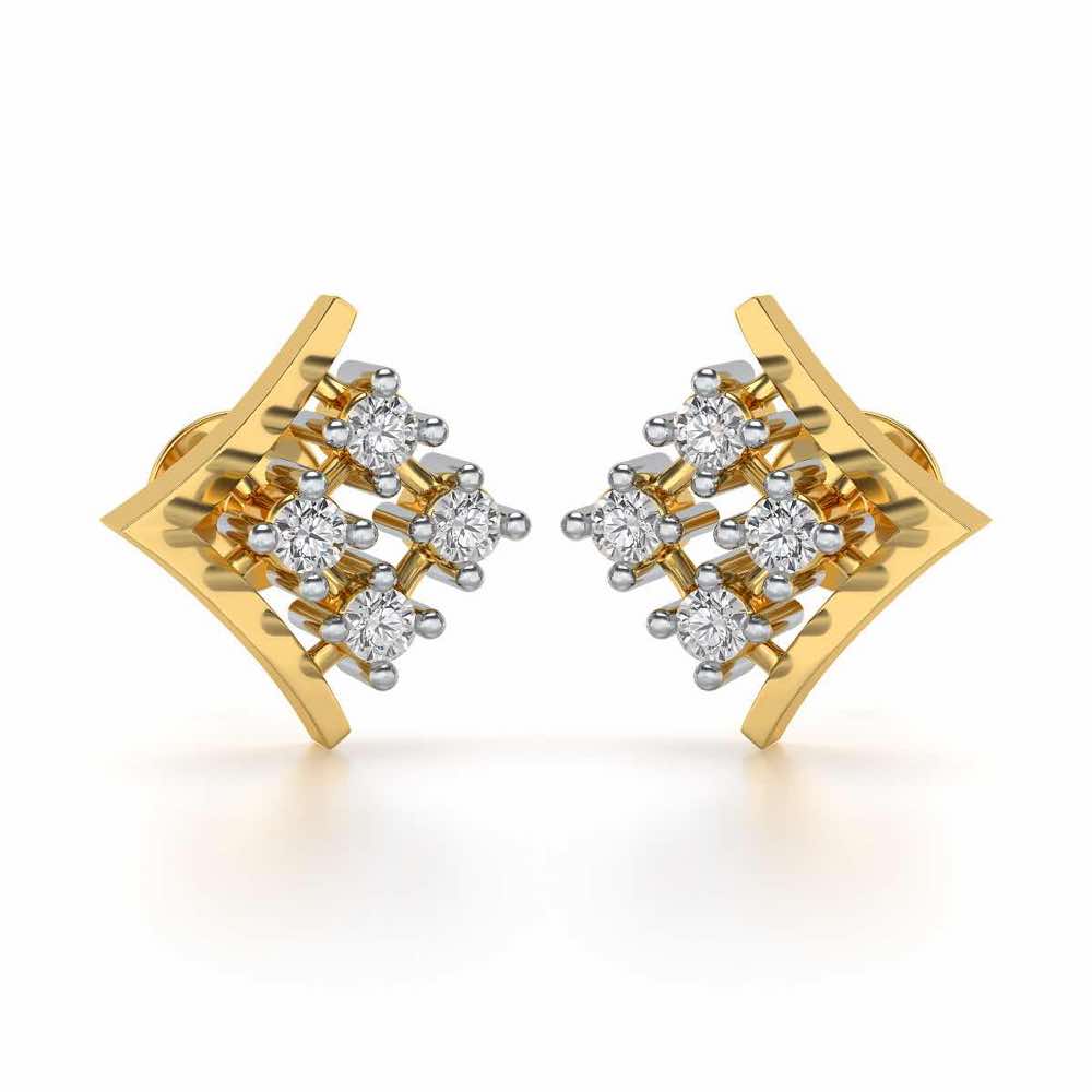 Delicate Pointer Silver Studs - Yellow Gold - Image 1