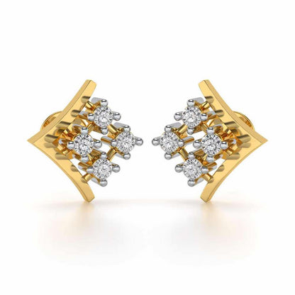 Delicate Pointer Silver Studs - Yellow Gold - Image 1