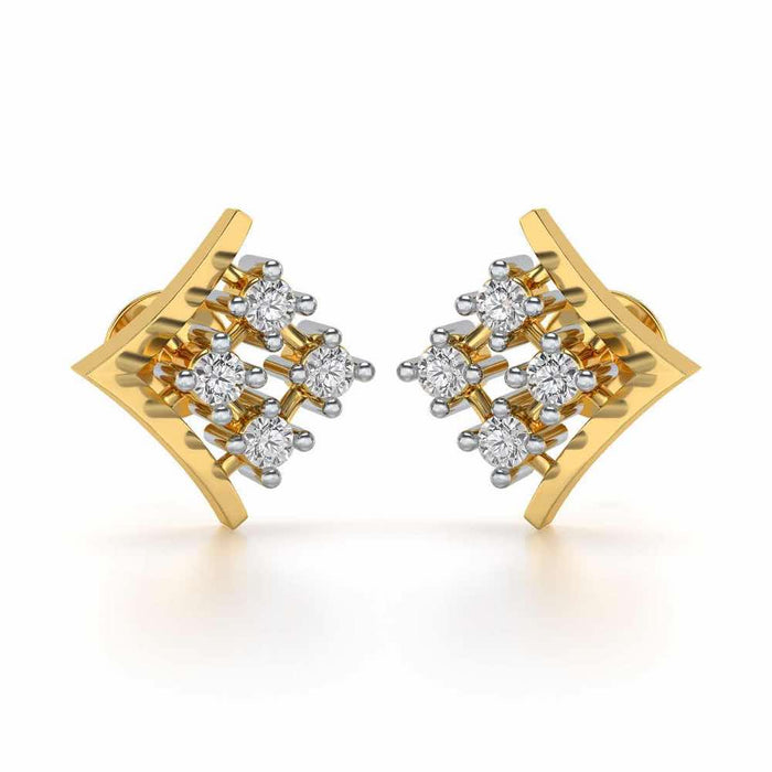 Delicate Pointer Silver Studs - Yellow Gold - Image 1