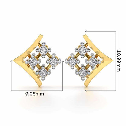 Delicate Pointer Silver Studs - Yellow Gold - Image 2