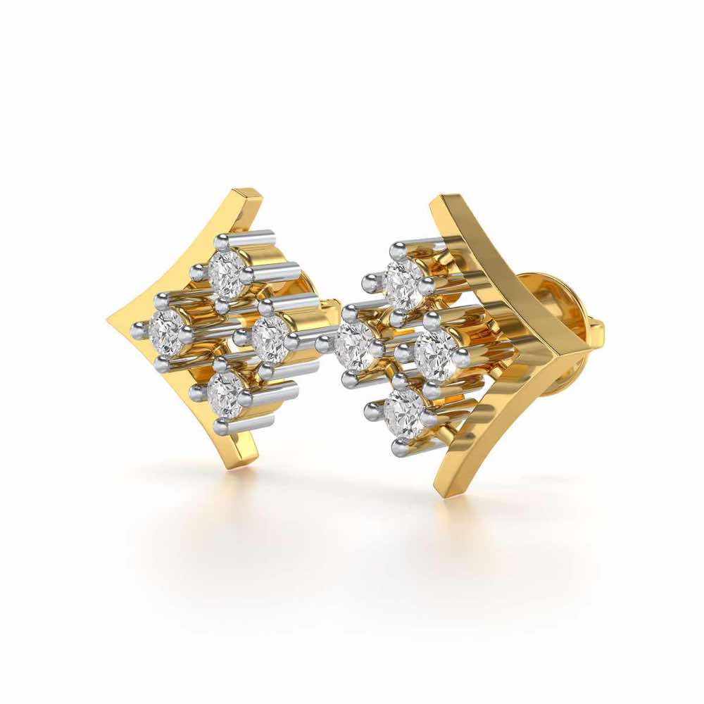 Delicate Pointer Silver Studs - Yellow Gold - Image 3