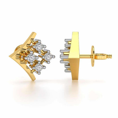 Delicate Pointer Silver Studs - Yellow Gold - Image 4