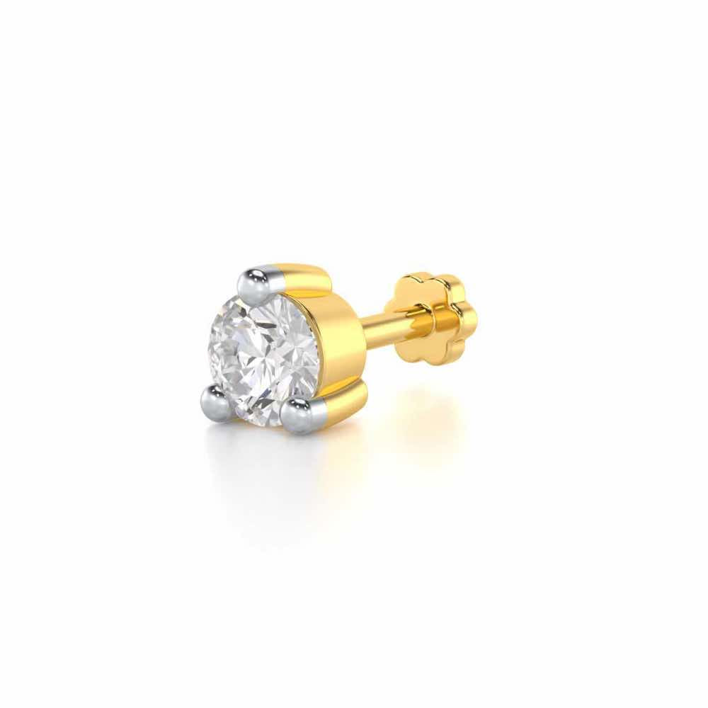 Delicate Shine Silver Nosepin - Yellow Gold - Image 2