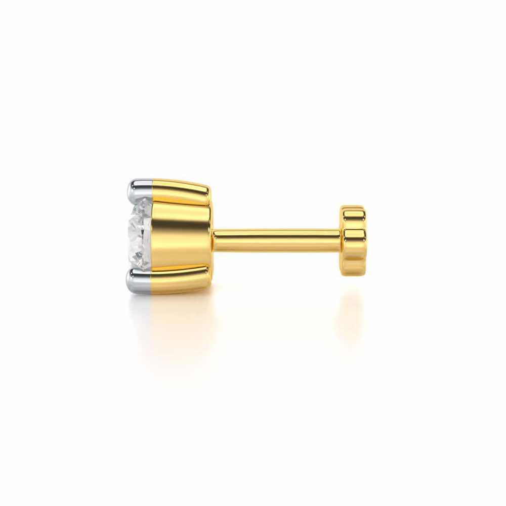 Delicate Shine Silver Nosepin - Yellow Gold - Image 3