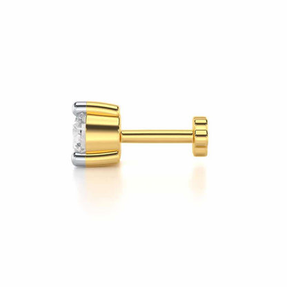 Delicate Shine Silver Nosepin - Yellow Gold - Image 3