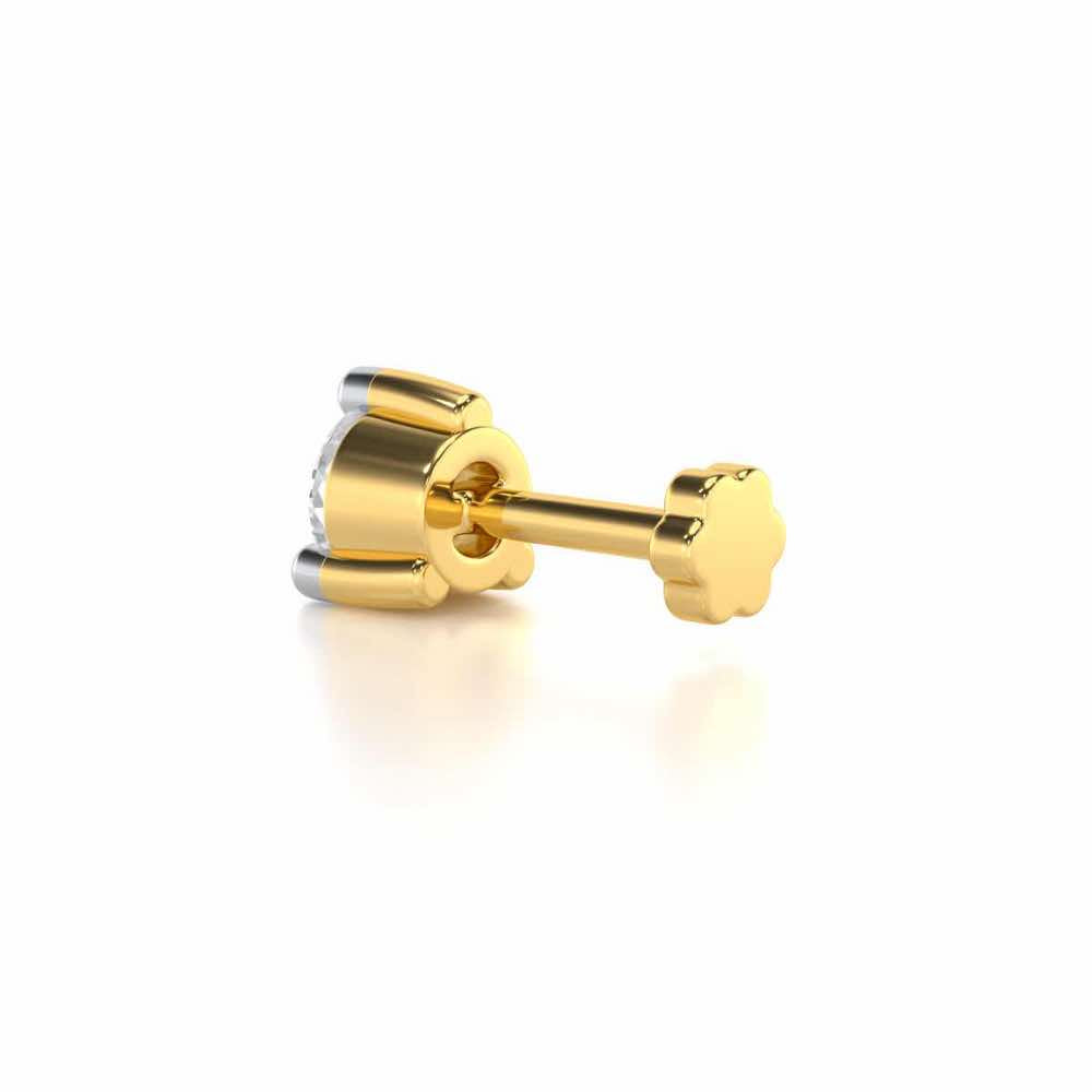 Delicate Shine Silver Nosepin - Yellow Gold - Image 4