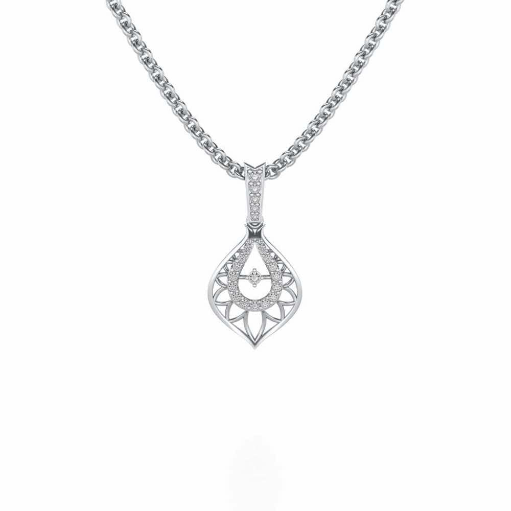 Deluxe Cue Silver Pendant - White Gold - Image 1