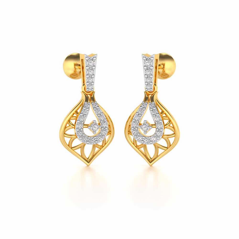 Deluxe Cue Silver Earrings - Yellow Gold - Image 2