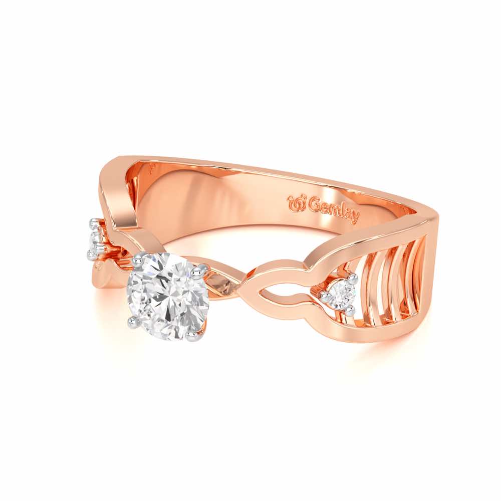 Deluxe Ladder Solitaire Ring - Rose Gold - Image 2