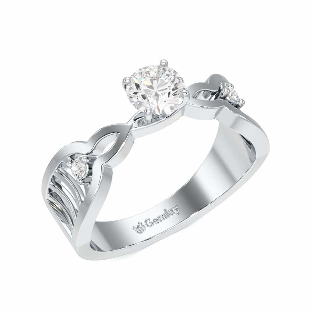 Deluxe Ladder Solitaire Ring - White Gold - Image 1