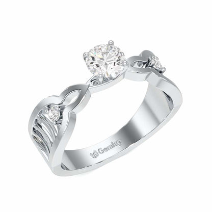 Deluxe Ladder Solitaire Ring - White Gold - Image 1