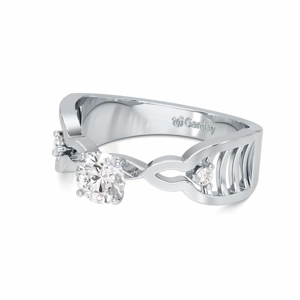 Deluxe Ladder Solitaire Ring - White Gold - Image 2