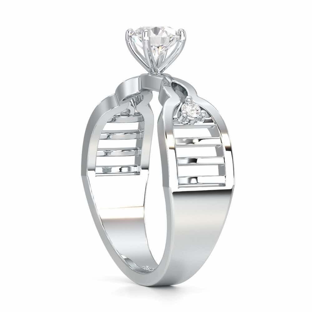 Deluxe Ladder Solitaire Ring - White Gold - Image 3