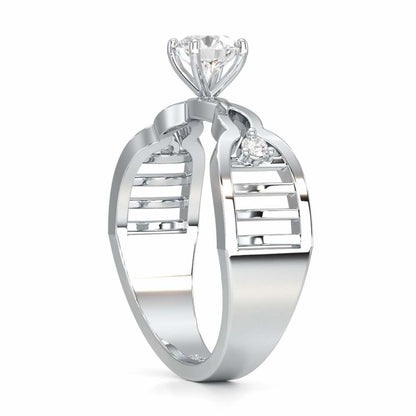 Deluxe Ladder Solitaire Ring - White Gold - Image 3