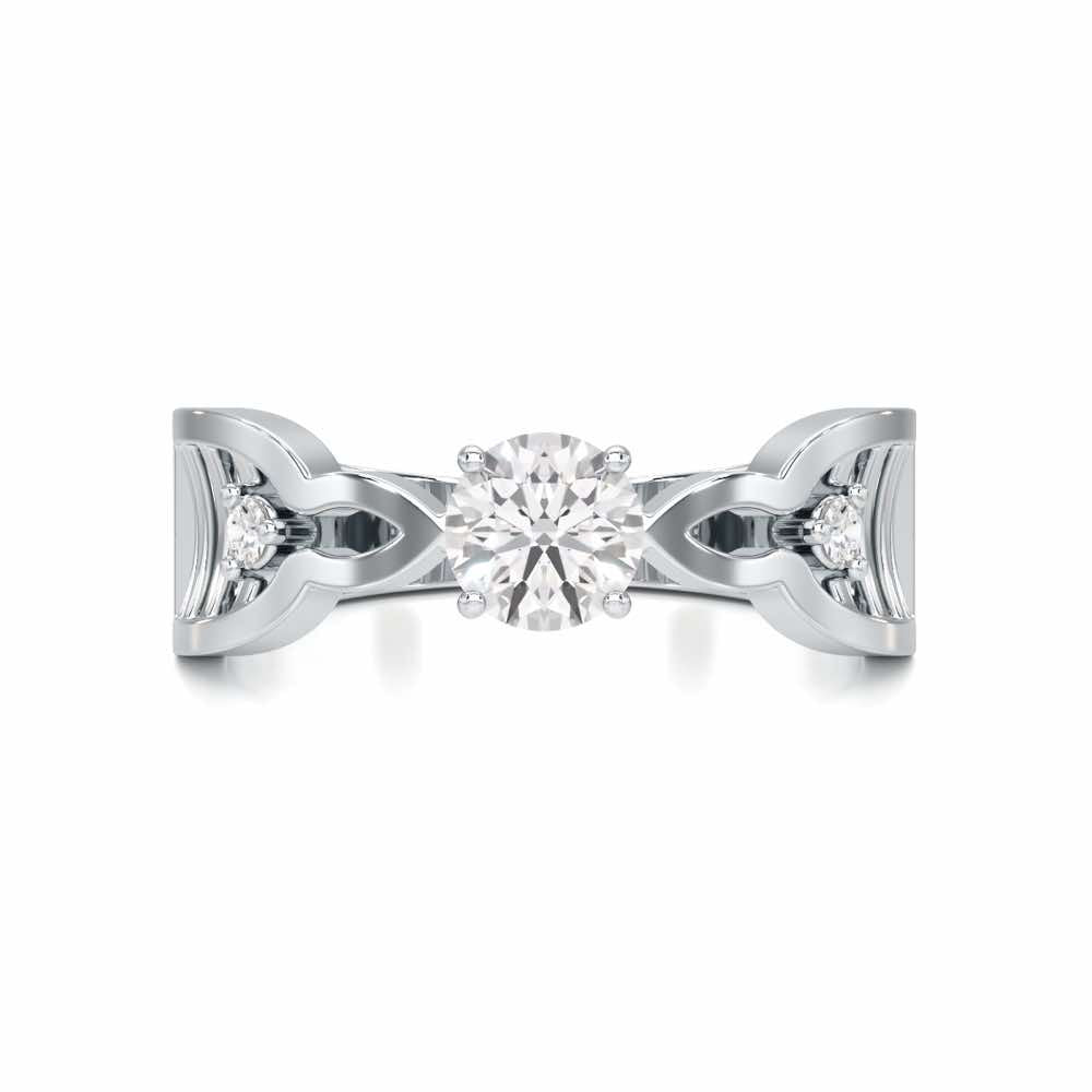 Deluxe Ladder Solitaire Ring - White Gold - Image 4