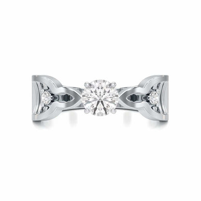 Deluxe Ladder Solitaire Ring - White Gold - Image 4