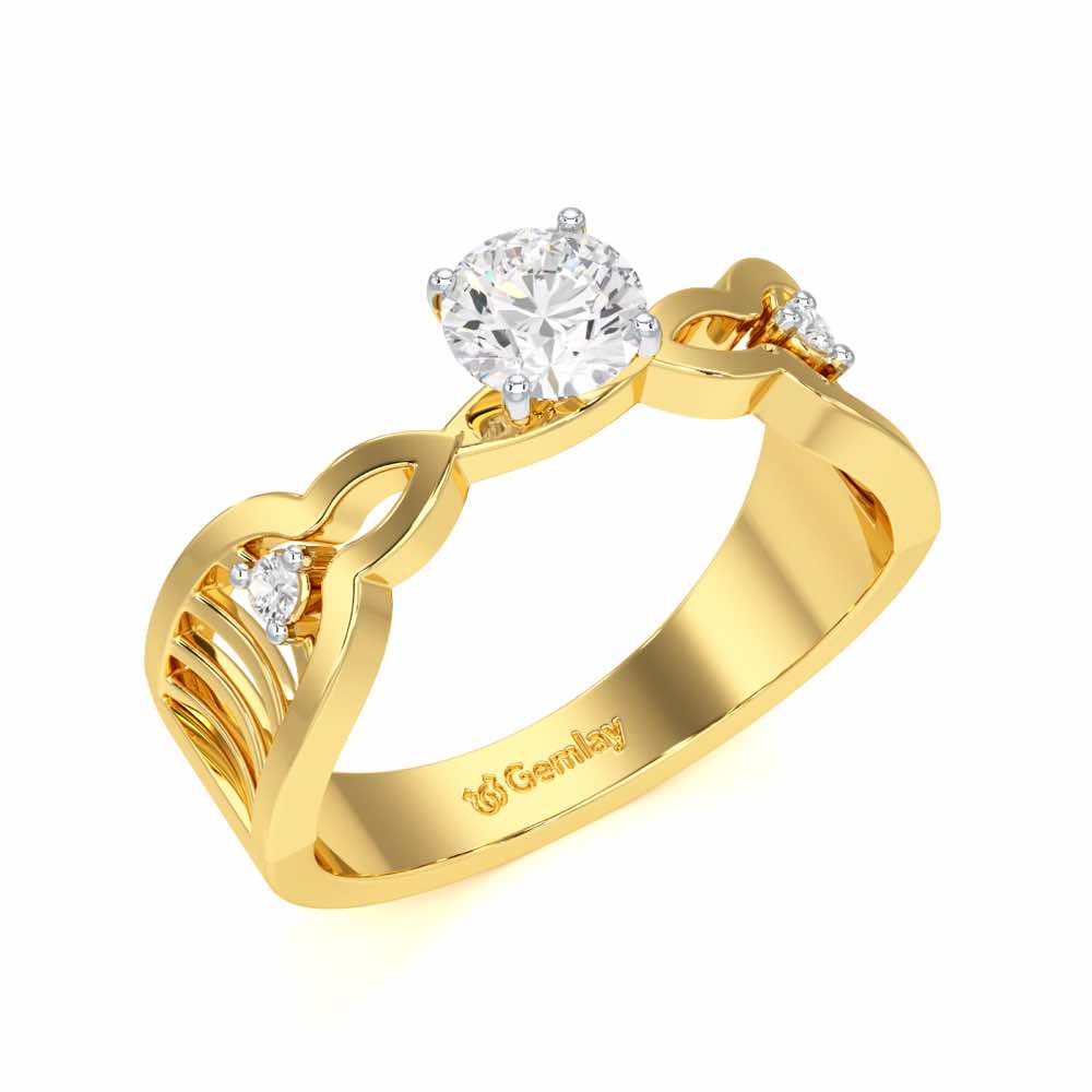 Deluxe Ladder Solitaire Ring - Yellow Gold - Image 1