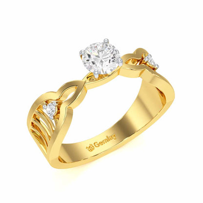 Deluxe Ladder Solitaire Ring - Yellow Gold - Image 1