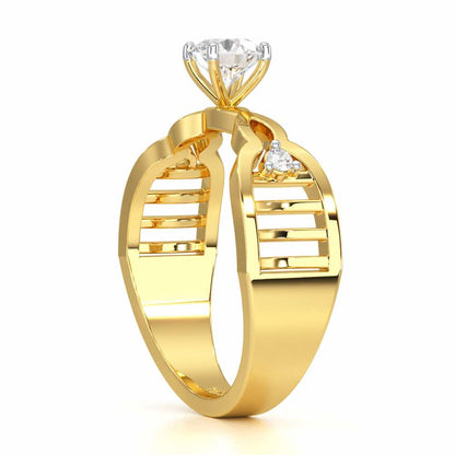 Deluxe Ladder Solitaire Ring - Yellow Gold - Image 3