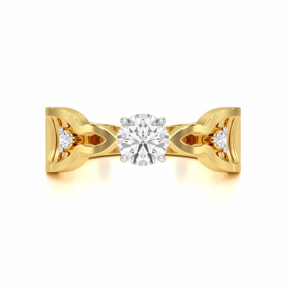 Deluxe Ladder Solitaire Ring - Yellow Gold - Image 4