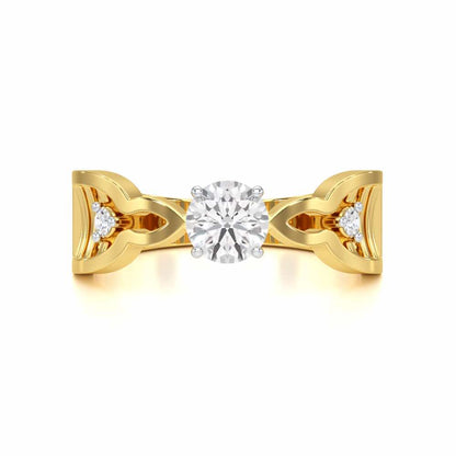 Deluxe Ladder Solitaire Ring - Yellow Gold - Image 4