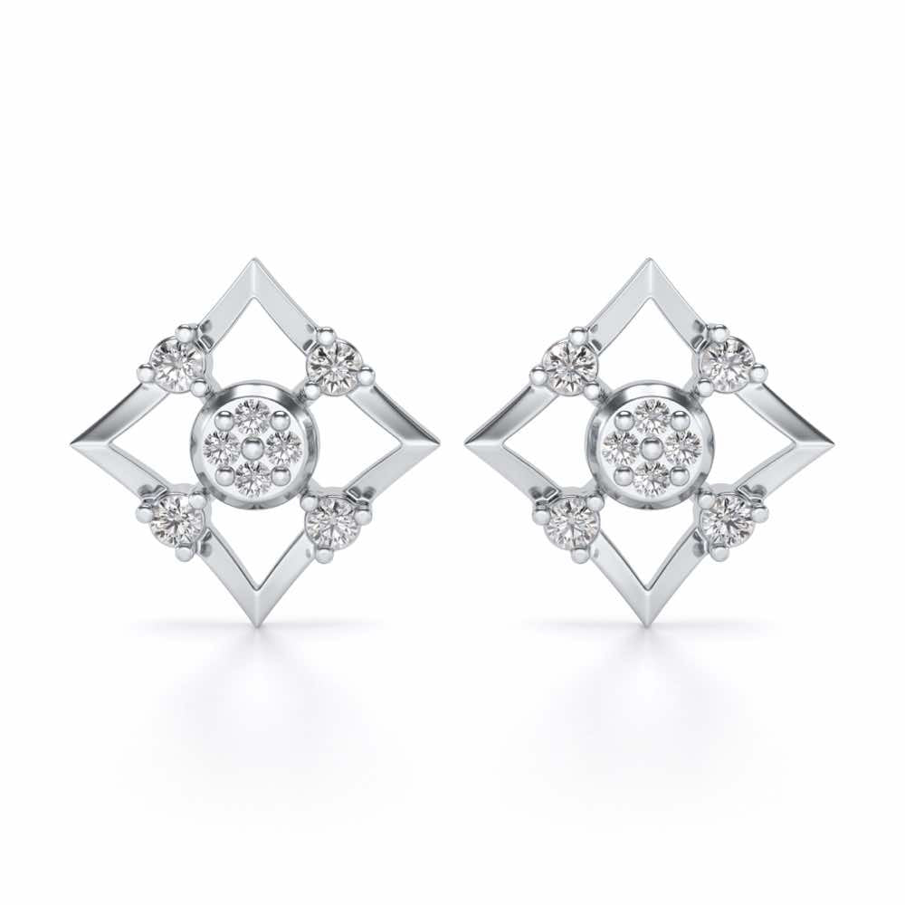 Demoiselle Silver Studs - White Gold - Image 1