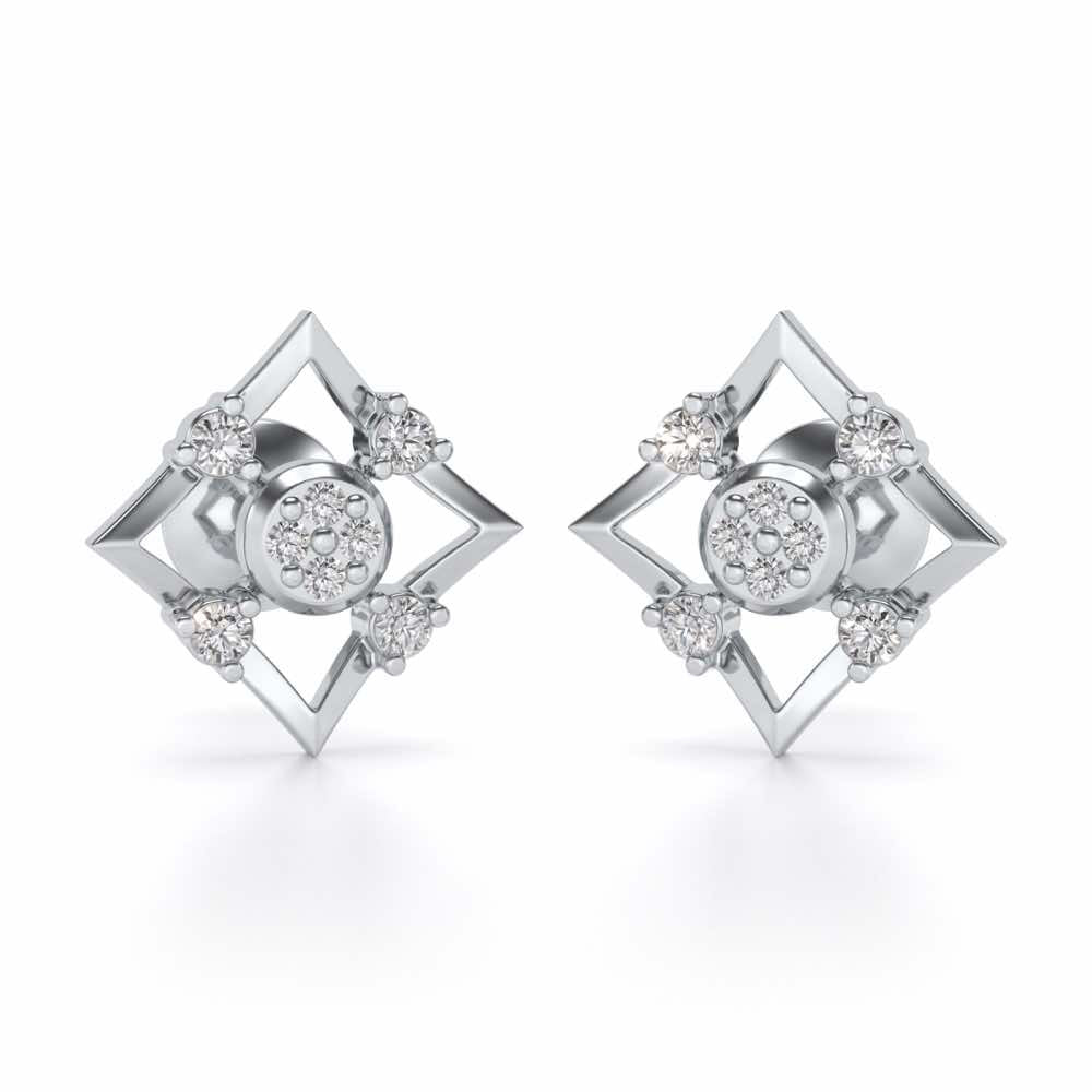 Demoiselle Silver Studs - White Gold - Image 2