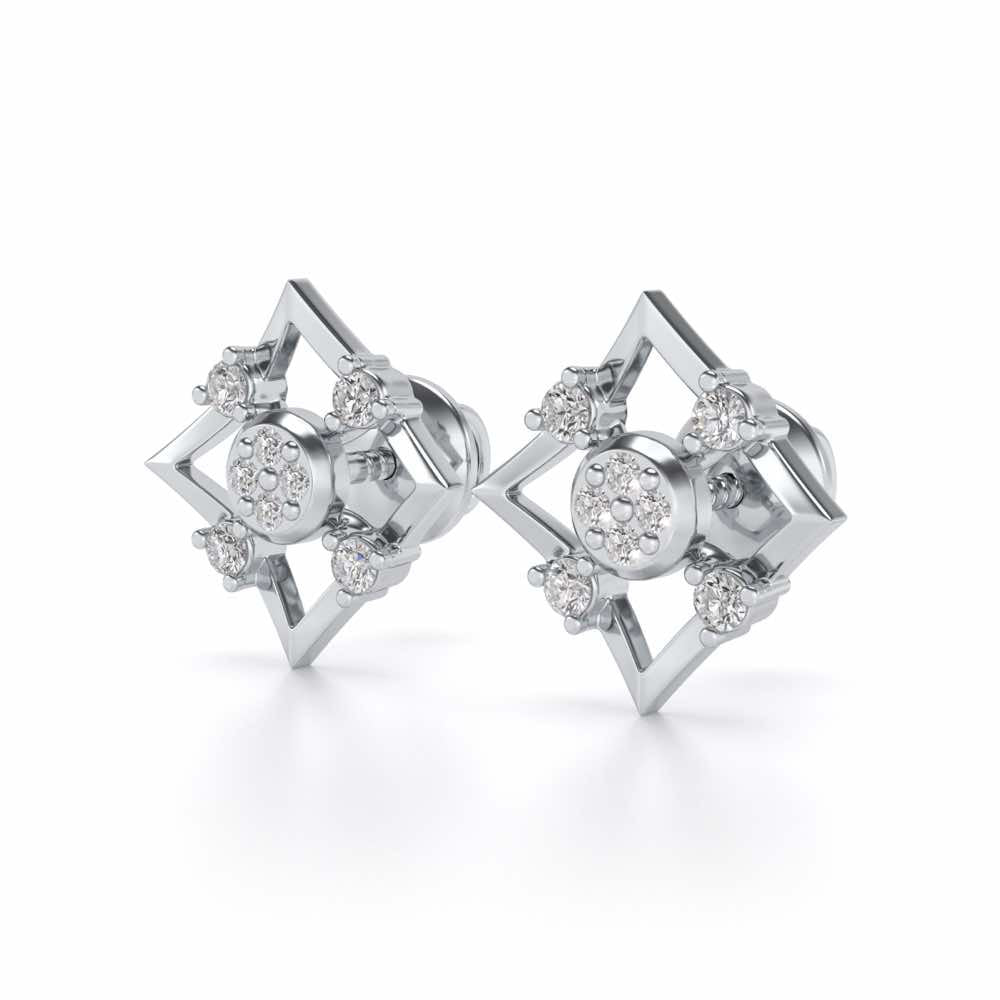 Demoiselle Silver Studs - White Gold - Image 3